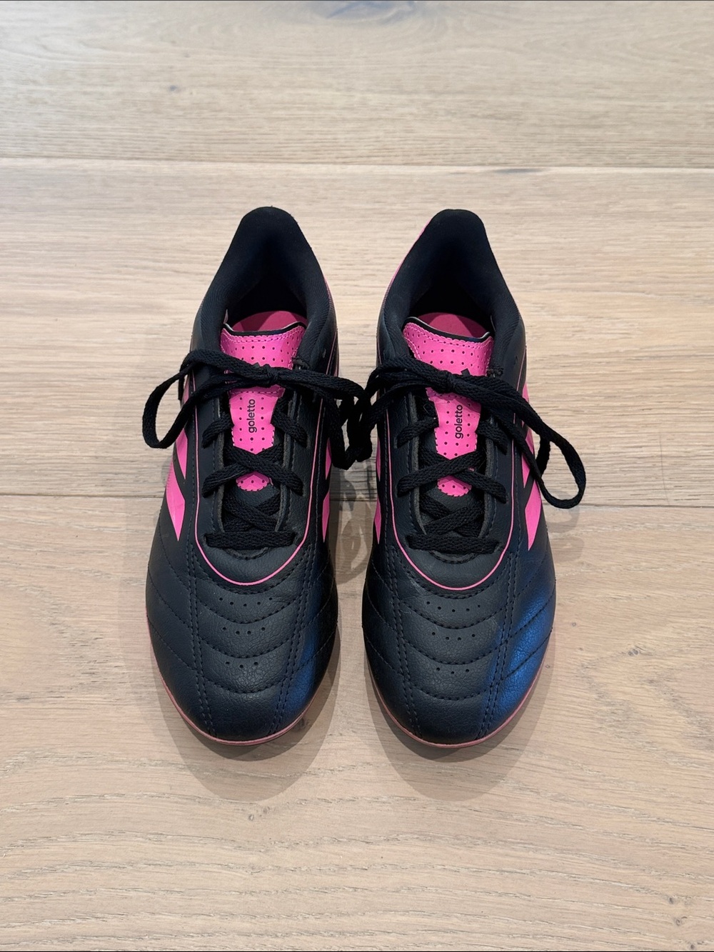 adidas Kids Black and Pink Lace-Up Sneakers